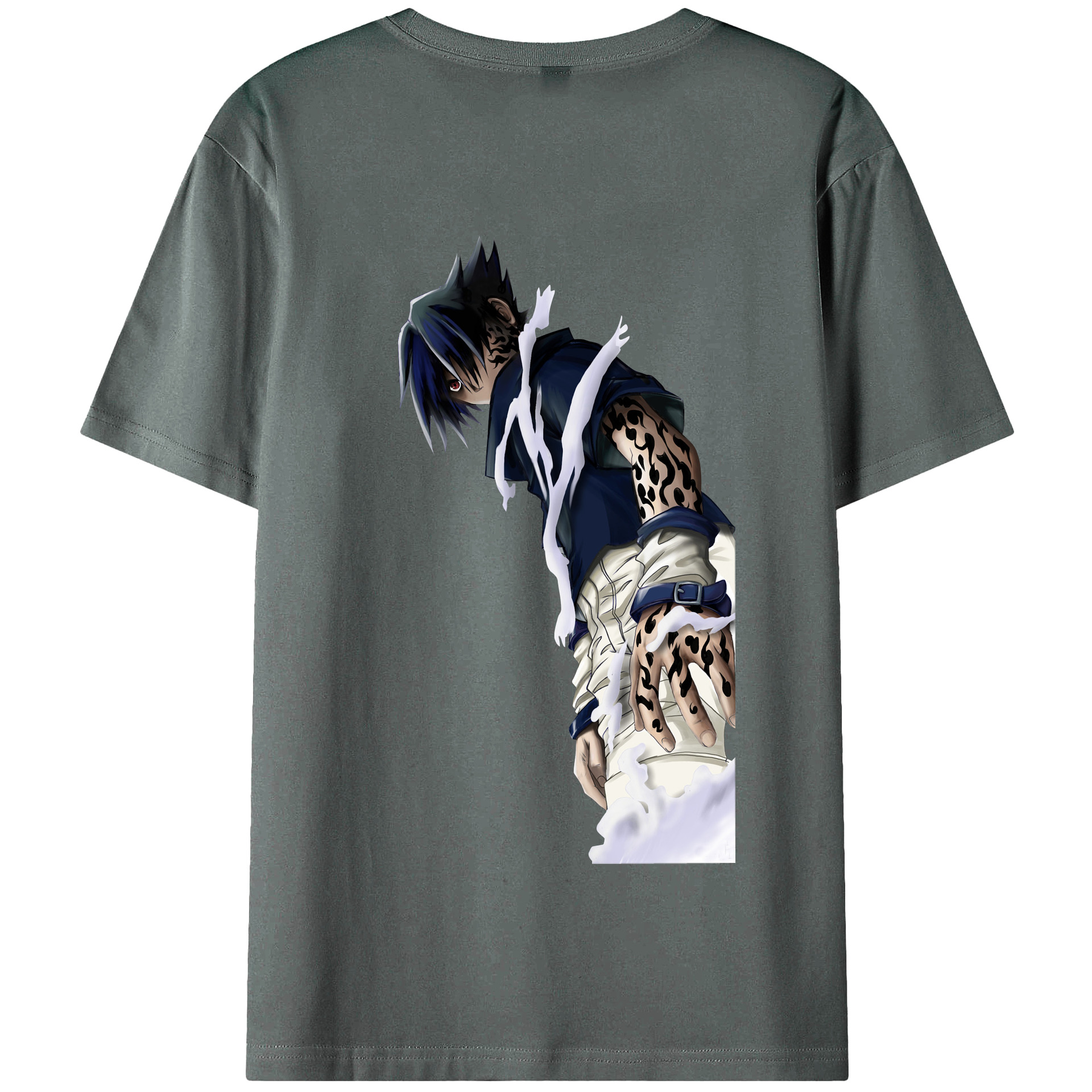 （画像用） NARUTO -ナルト- うちは サスケ Uchiha Sasuke 綿100％半袖Tシャツ（背面プリント）
